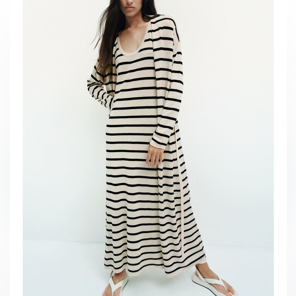 ZARA Long Striped Knit Cardigan
